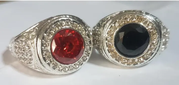 Pack Of 2: shopsterz High quality Turkish White and Black Multi Zircon Vintage Ring For Men , boys