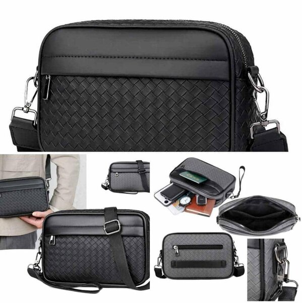 Sac bandoulière en cuir tressé