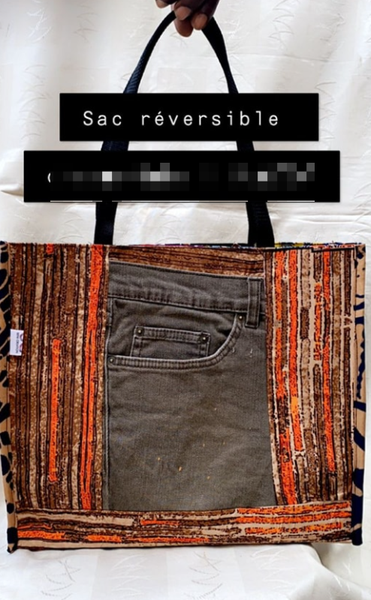 Sac cabas porté épaule à imprimé patchwork