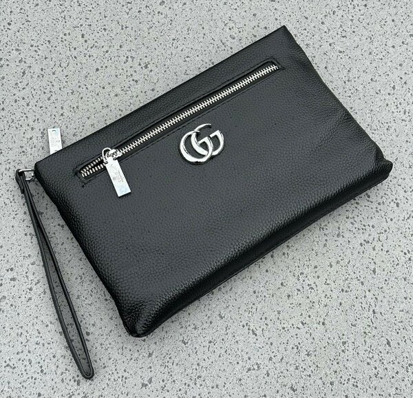 Men Casual Leather Clutch With Wrist Strap
