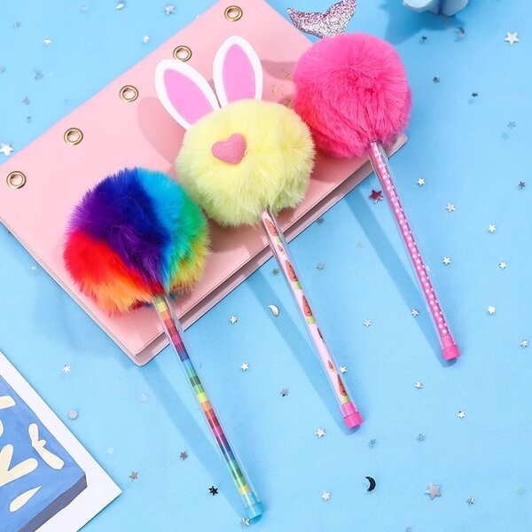 Stylos Pompons Lapin Adorables