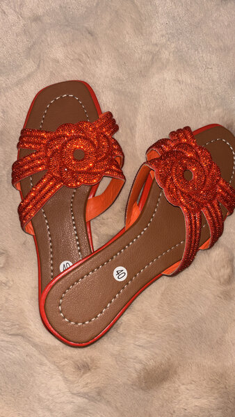 Sandales Femme Tressées Rouge