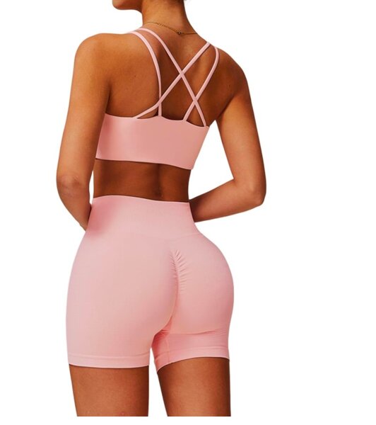 Women Workout Sets 2 Piece Cross Back Sports Bras Matching H