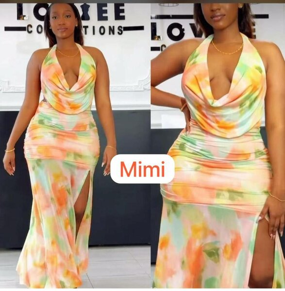Robe Maxi Évasée à Imprimé Couleur