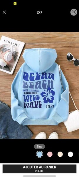 Hoodie Unisexe Bleu Ocean Beach