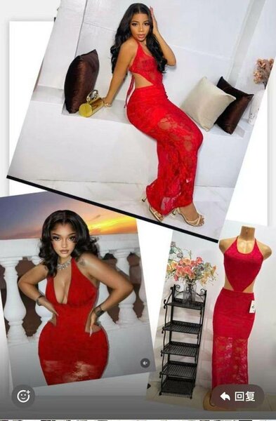 Robe en dentelle rouge