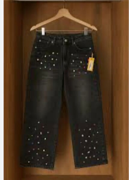 Jean noir à strass femme