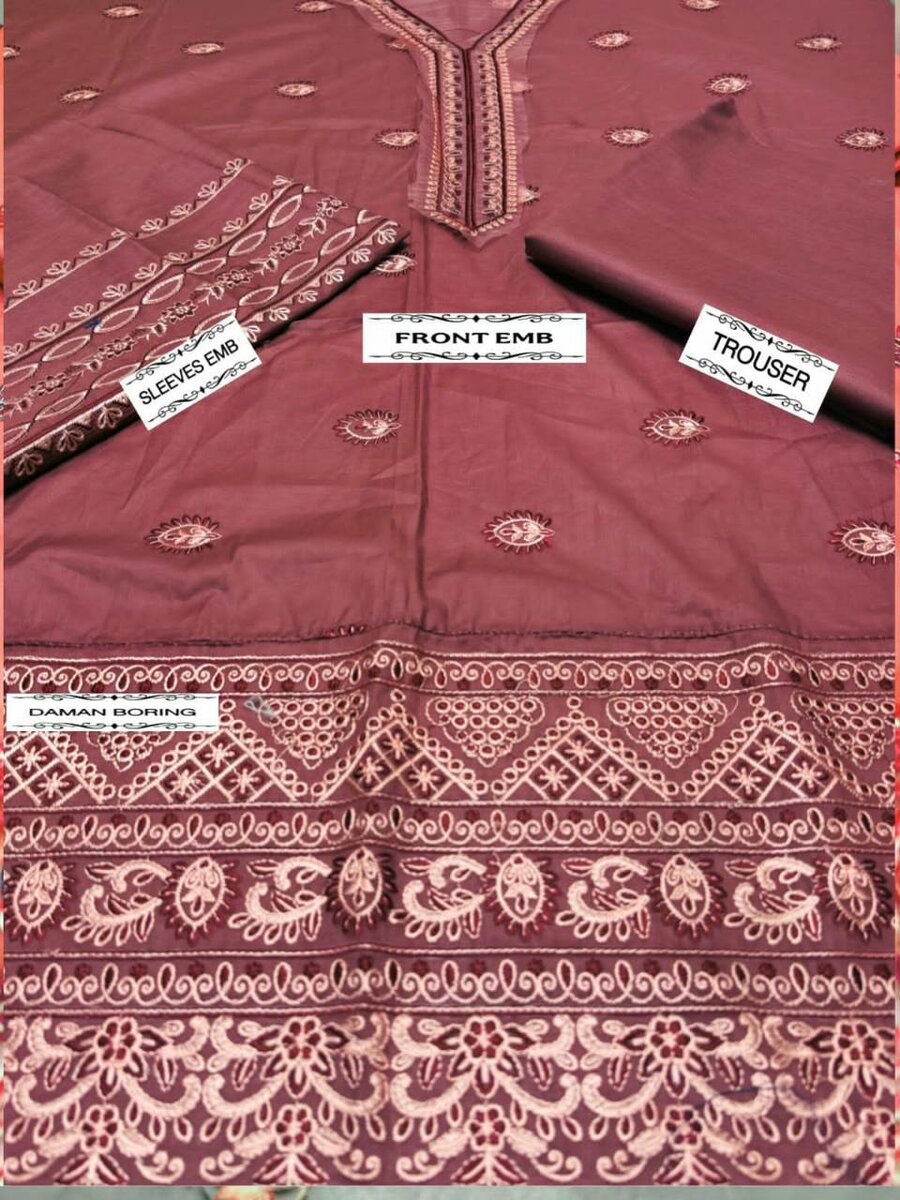 2 pcs women's unstitched Embroidered suit