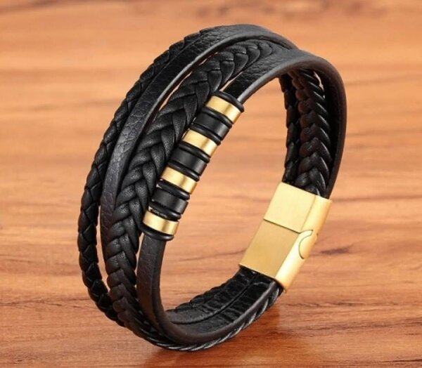Bracelet cuir tressé homme