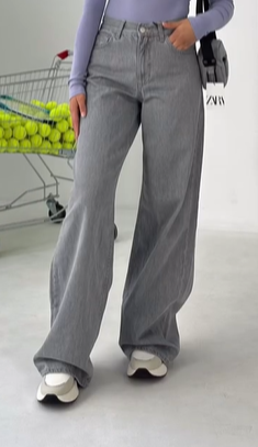 Прямые свободные джинсы ZARA серые