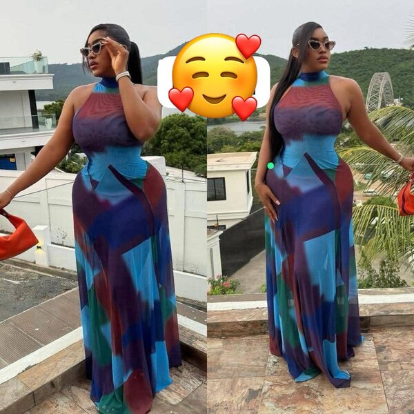 Robe longue élégante multicolore