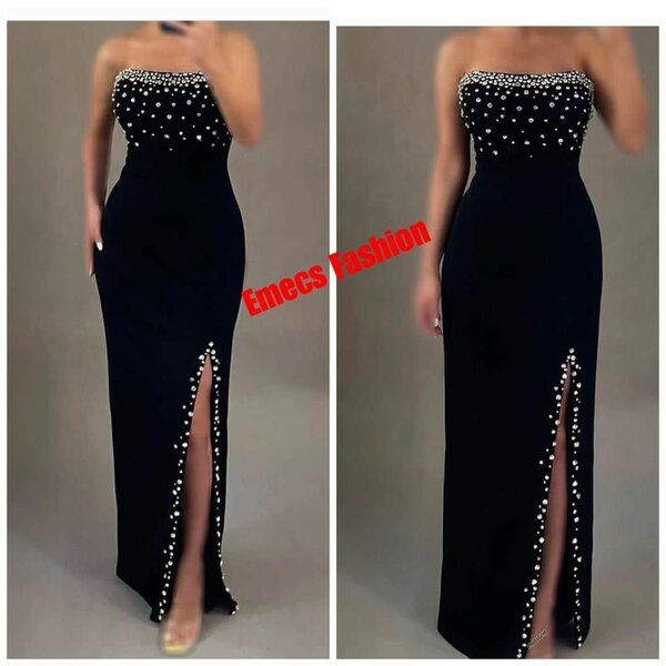 Robe élégante perles soirée