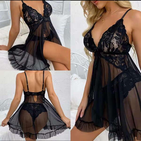 Nuisette sexy en dentelle noire