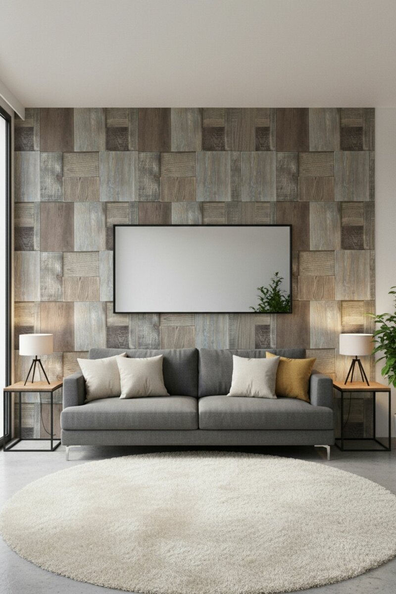 Papier peint effet bois moderne