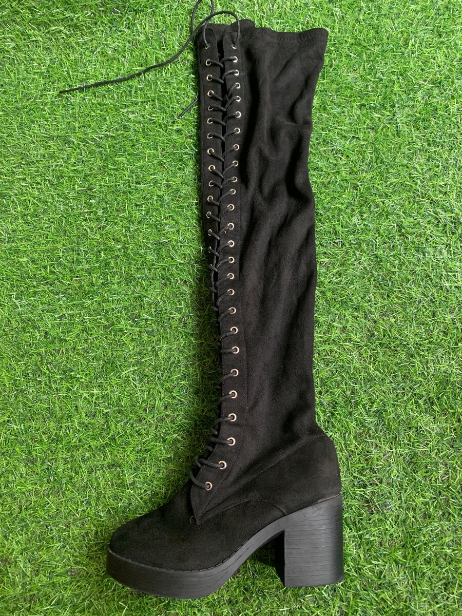 Lace up thigh high boots