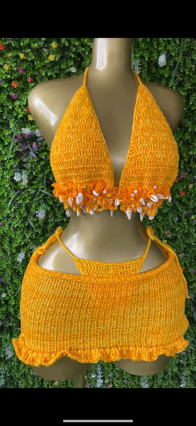 crochet bikini(coralpetal+jupe
