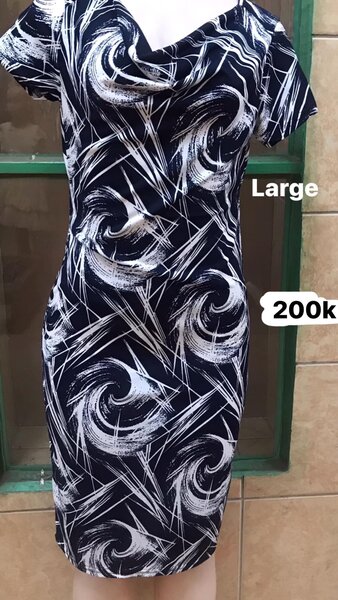 Women's black dress with white print
