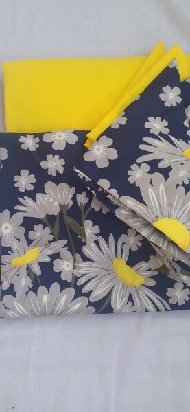 Linge de lit gris camomille jaune