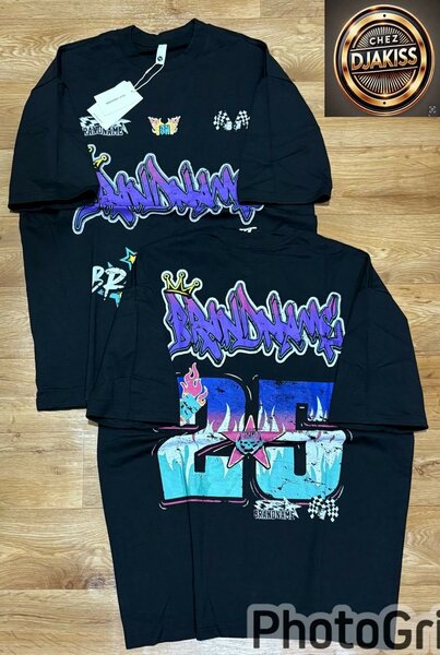 T-shirt graffiti noir coloré