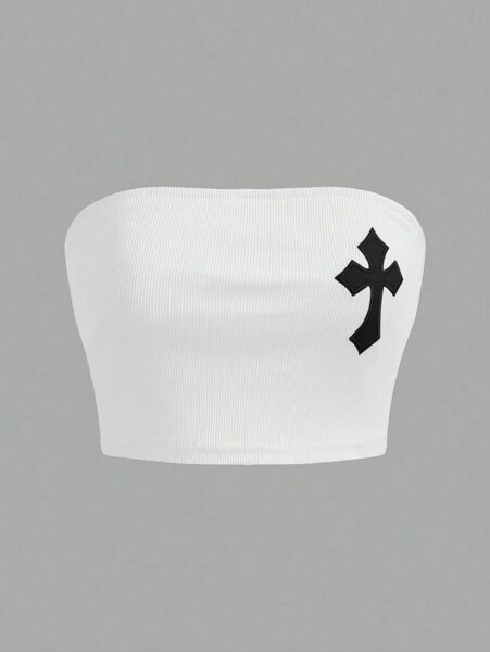 Top bustier blanc croix