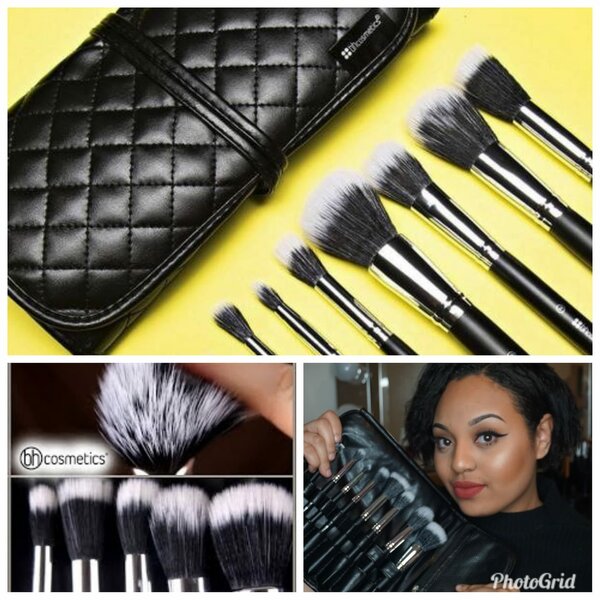 Pinceaux bh cosmetics dual fiber, double fibre de 9 pièces avec brosse noire