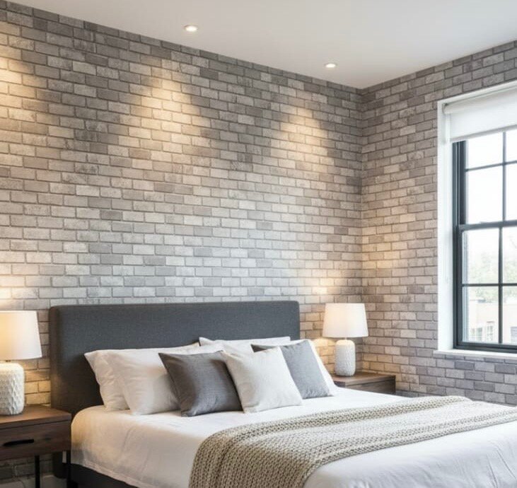 Papier peint en brique grise moderne