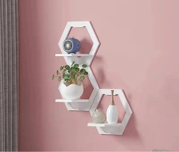 Étagère murale hexagonal 3 pcs