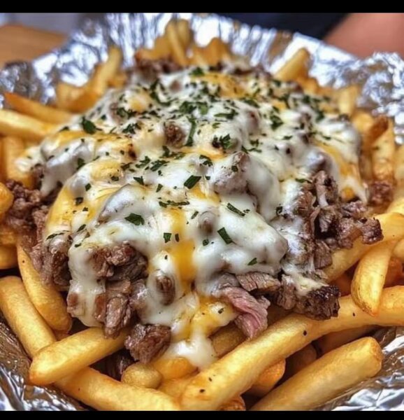 Frites au fromage et steak