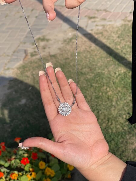 Sunflower Silver Pendant