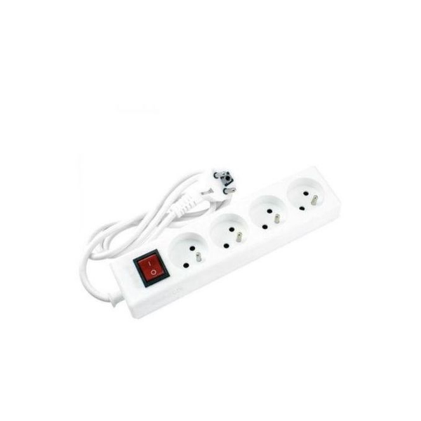 Rallonge Multiprise Filaire / Rallonge 4 Prises Avec Interrupteur - Certifiée NF – Blanc