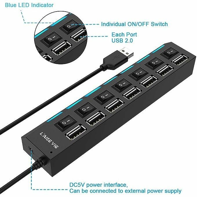 7 Port USB 2.0 High Speed Powe