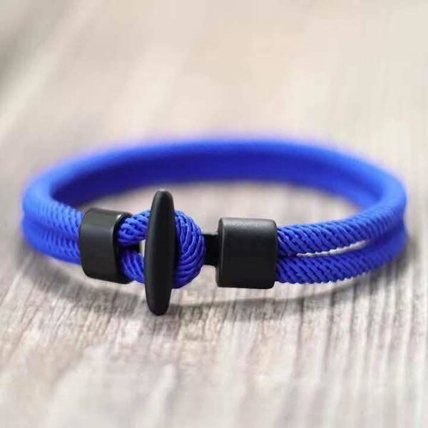 Bracelet corde nautique bleu