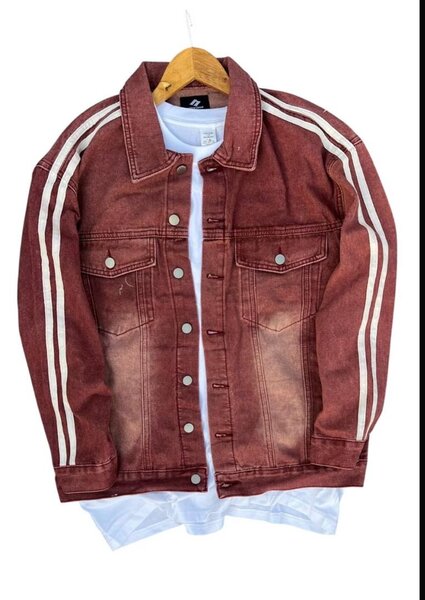 Veste en jean rouge tendance
