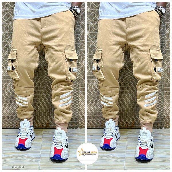 Pantalon cargo beige homme