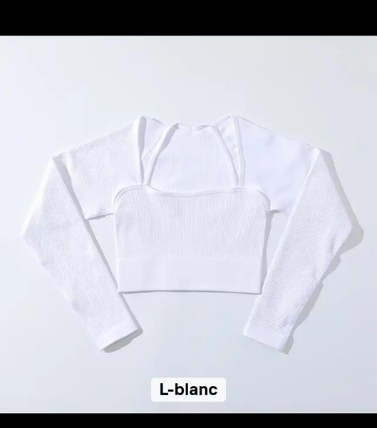 Crop top blanc à manches longues