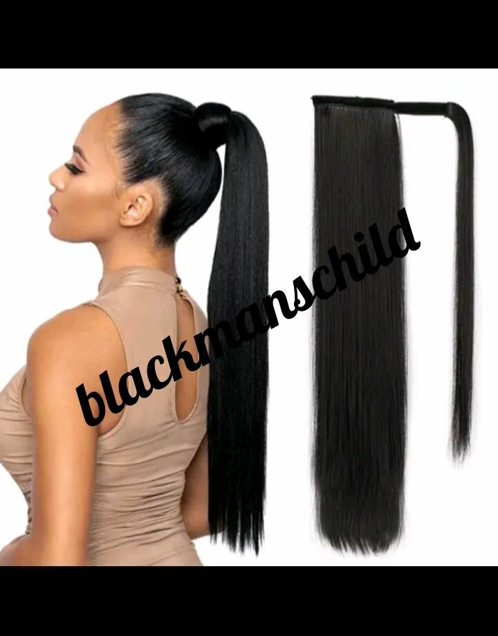 Straight wrap around ponytail