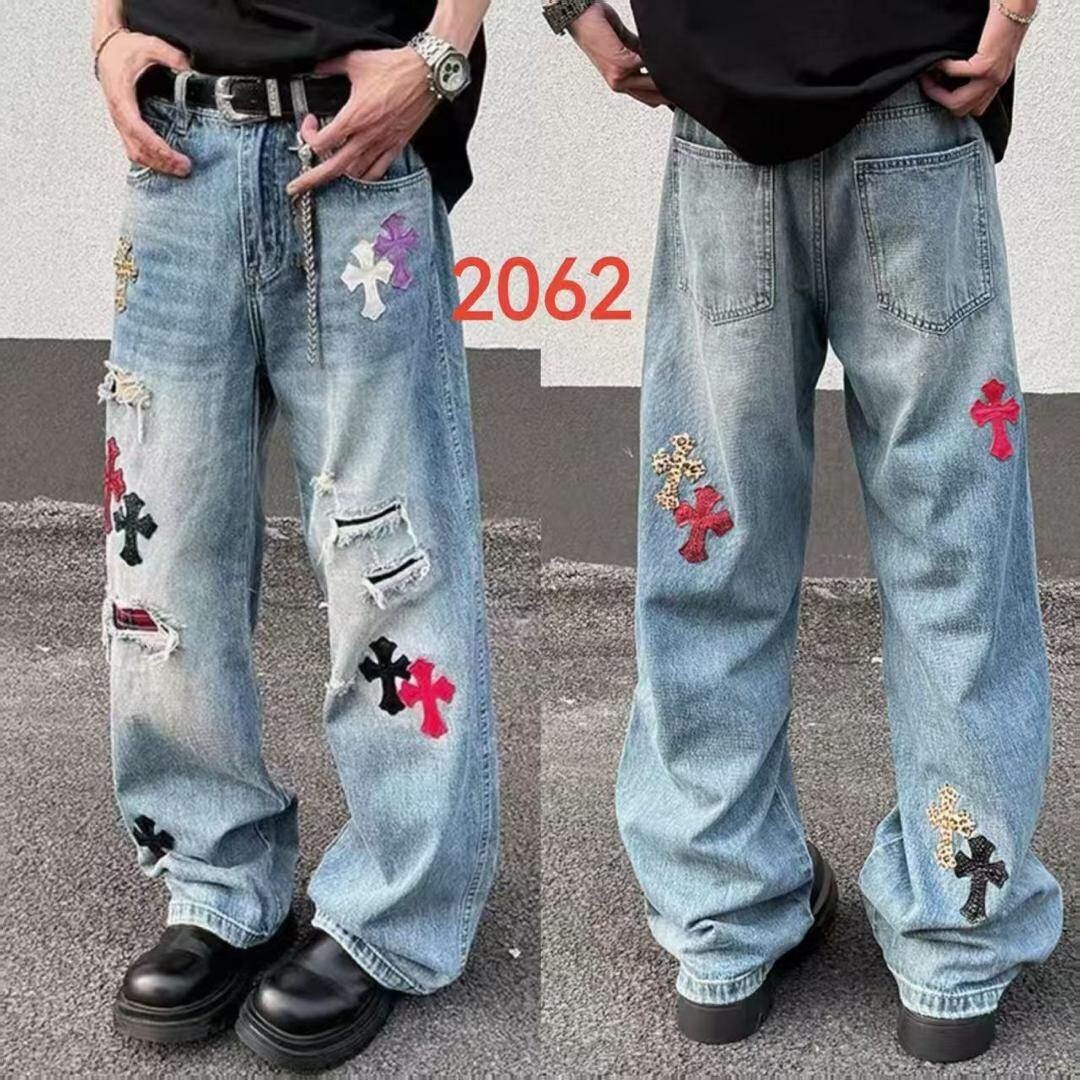 Jeans vintage brodés décontractés