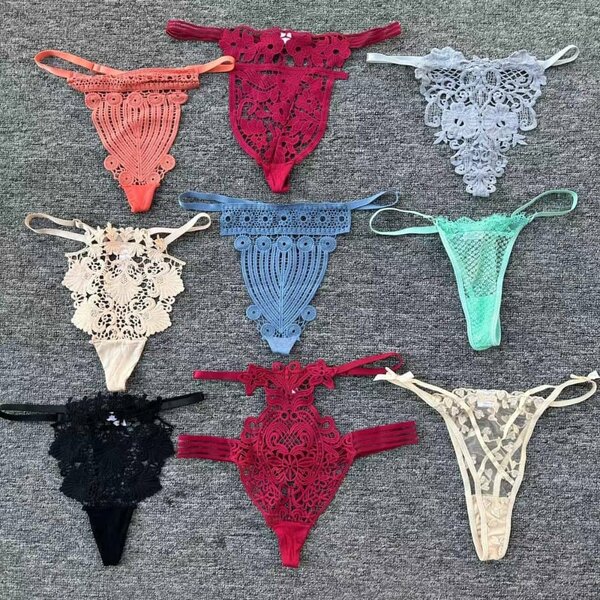 6 pieces embroidery g-string pant