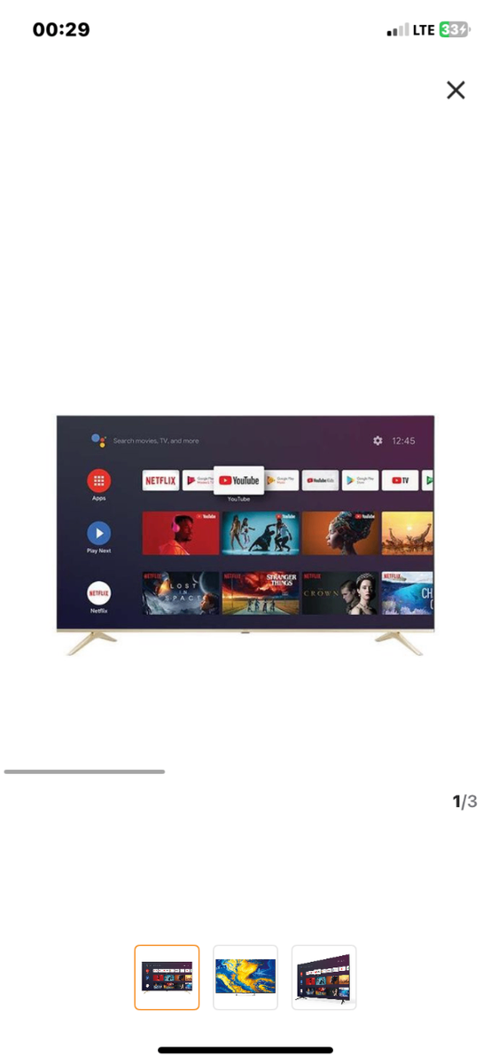 50 Inch 4K UHD Smart Android Frameless TV - Black
