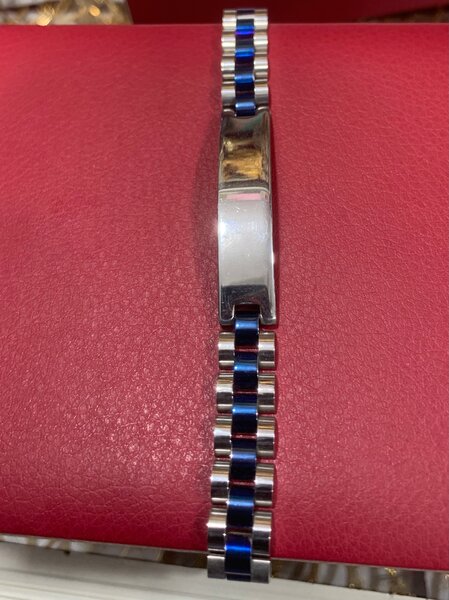 Bracelet homme en acier avec pierres bleues