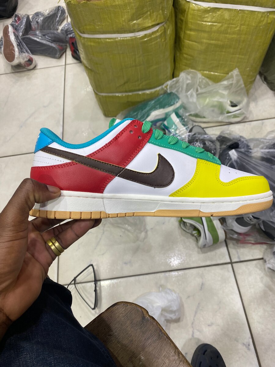 Sneakers en cuir multicolores