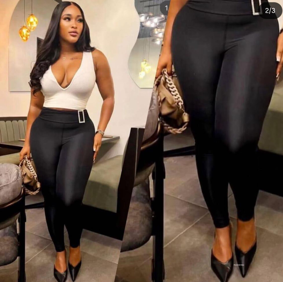 Leggings noirs taille haute ceinture