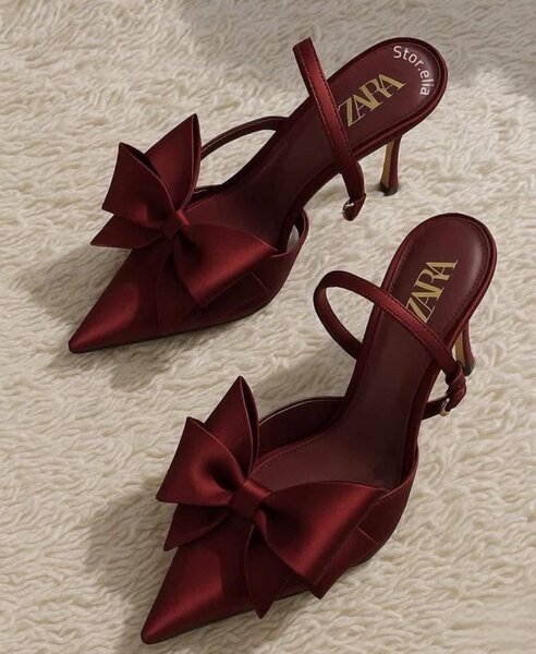 Escarpins rouges nœud Zara