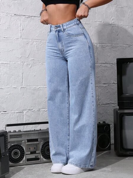 Jeans larges taille haute femme