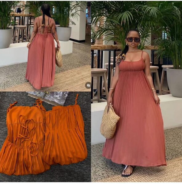 Robe longue d'été plissée