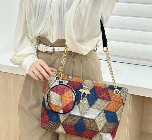 Sac à main coloré géométrique