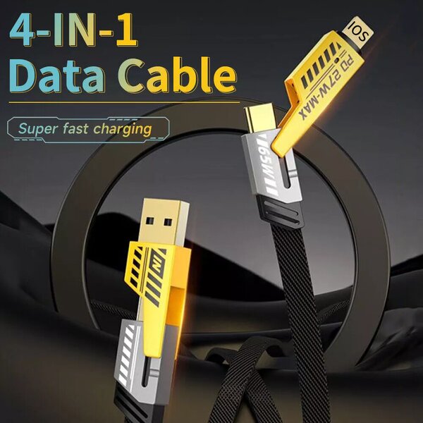 Multi-function Data Cable, 4-in-1, Super Fast Charging, Dual