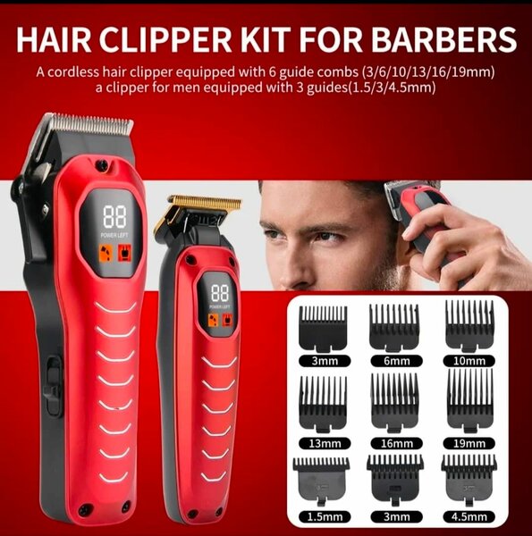 Kit tondeuse barbe sans fil rouge