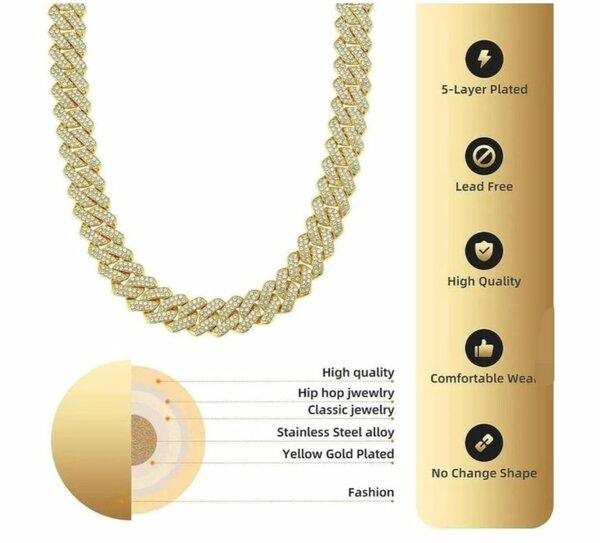 Collier Chaîne Rap Plaqué Or