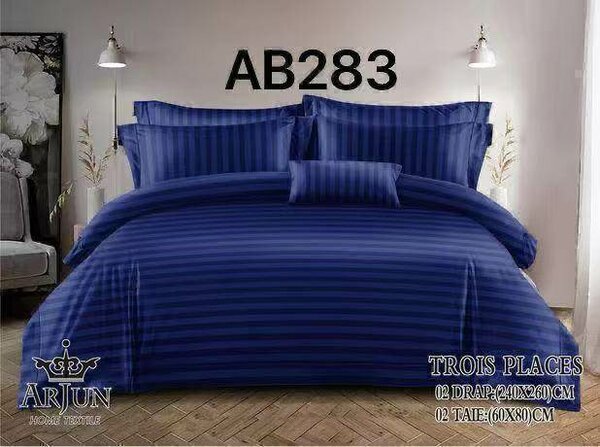 Parure de lit bleu rayé